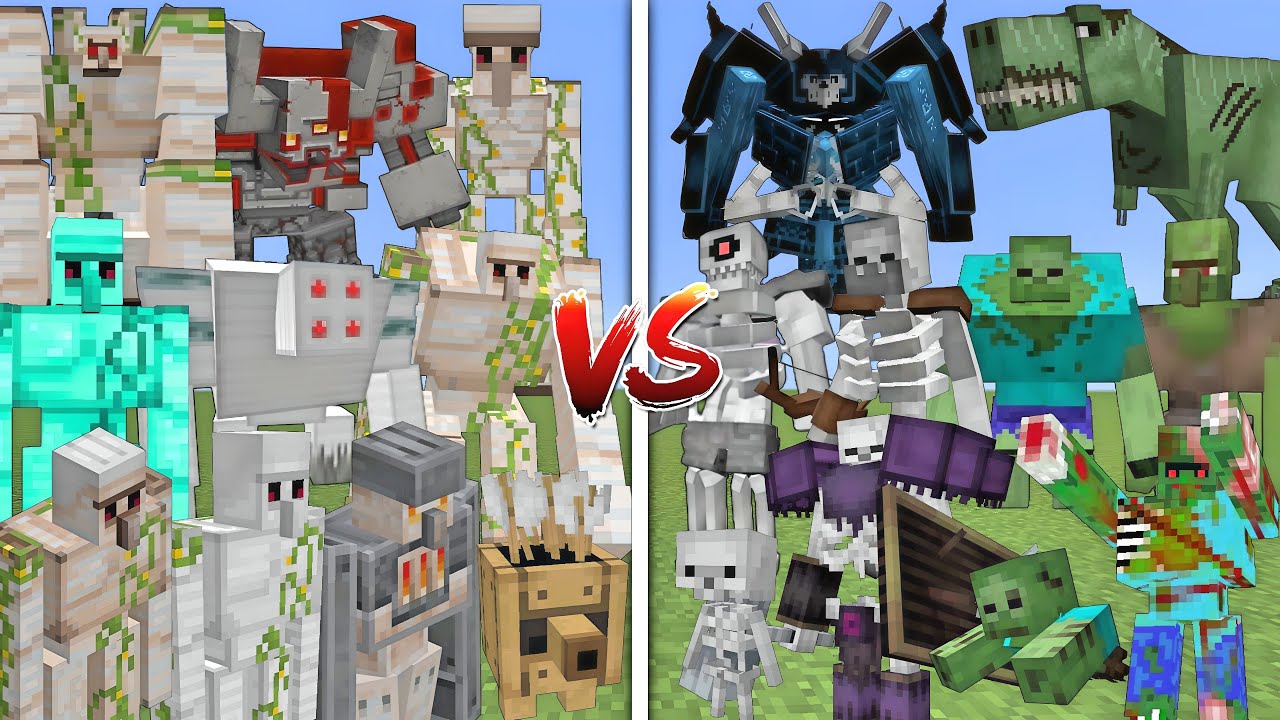 ALL MUTNAT IRON GOLEMS VS ALL MUTANT SKELETONS & ZOMBIES ALLIANCE MOBS BATTLE IN MINECRAFT