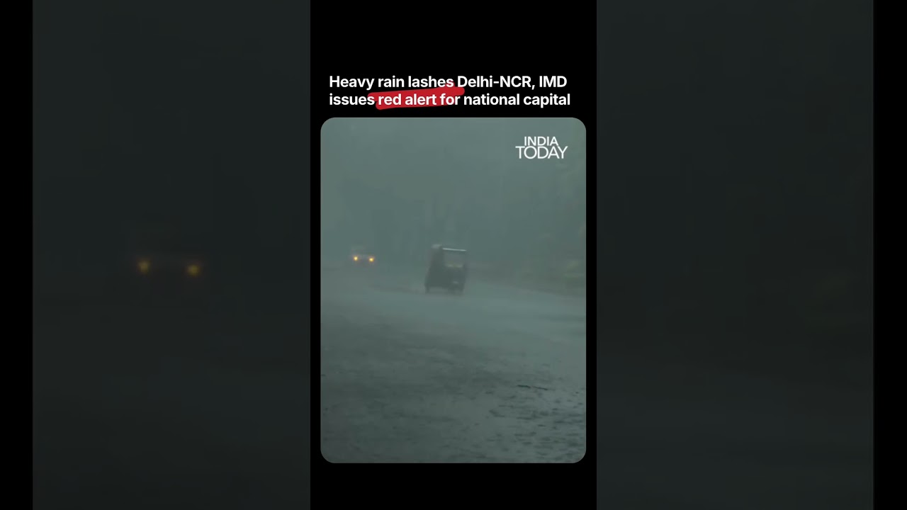 Delhi-NCR Rains: IMD Issues Red Alert Amid Heavy Rain & Thunderstorms #delhirain #rain #delhiweather