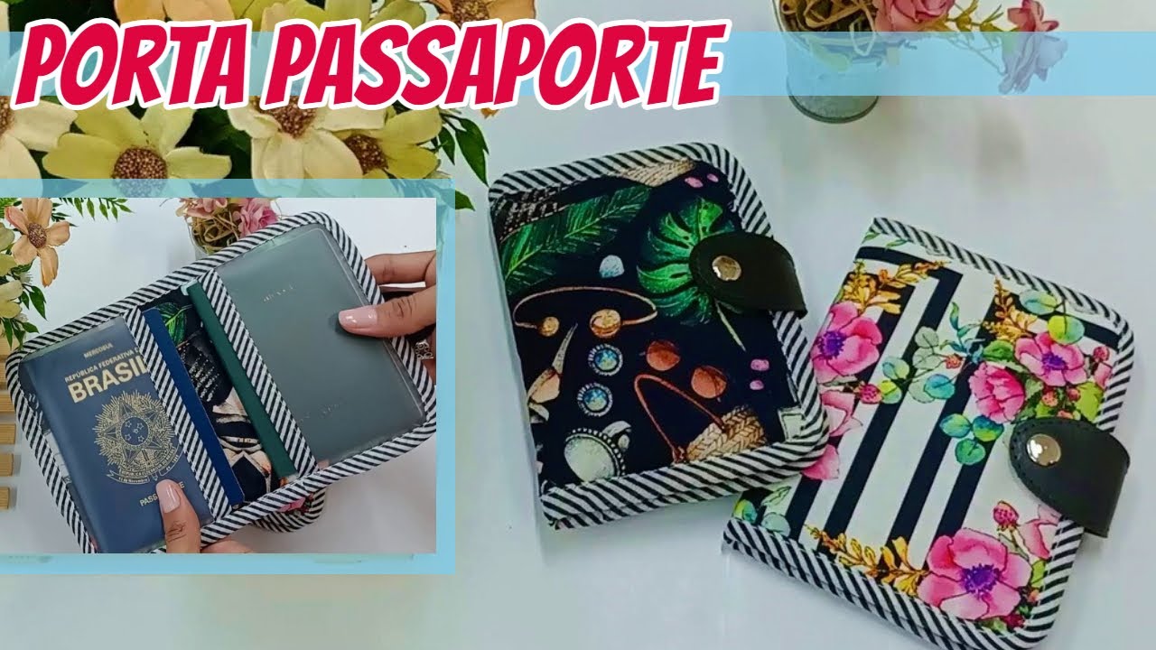 Como Fazer Porta Passaporte Fácil com 2 Bolsos - Costura Iniciantes com Carrossel da Arte
