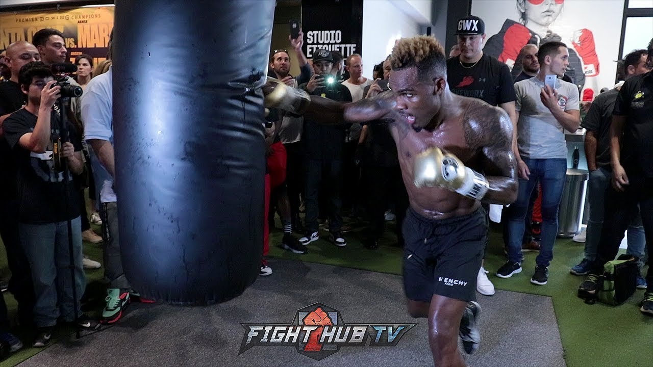 JERMELL CHARLO CUTTING DOWN THE HEAVY BAG WITH POWER! FULL HEAVYBAG WORKOUT FOR AUSTIN TROUT