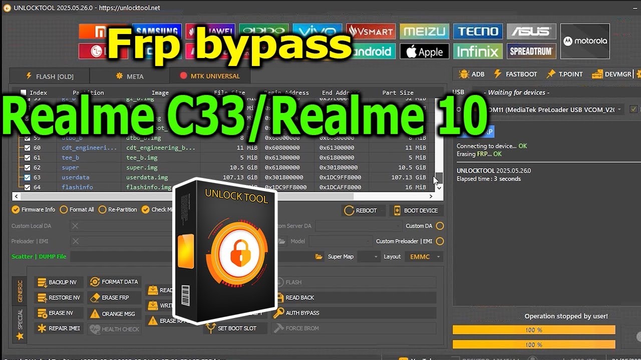 FRP Bypass Google Account Lock Realme C33/Realme 10 with UnlockTool