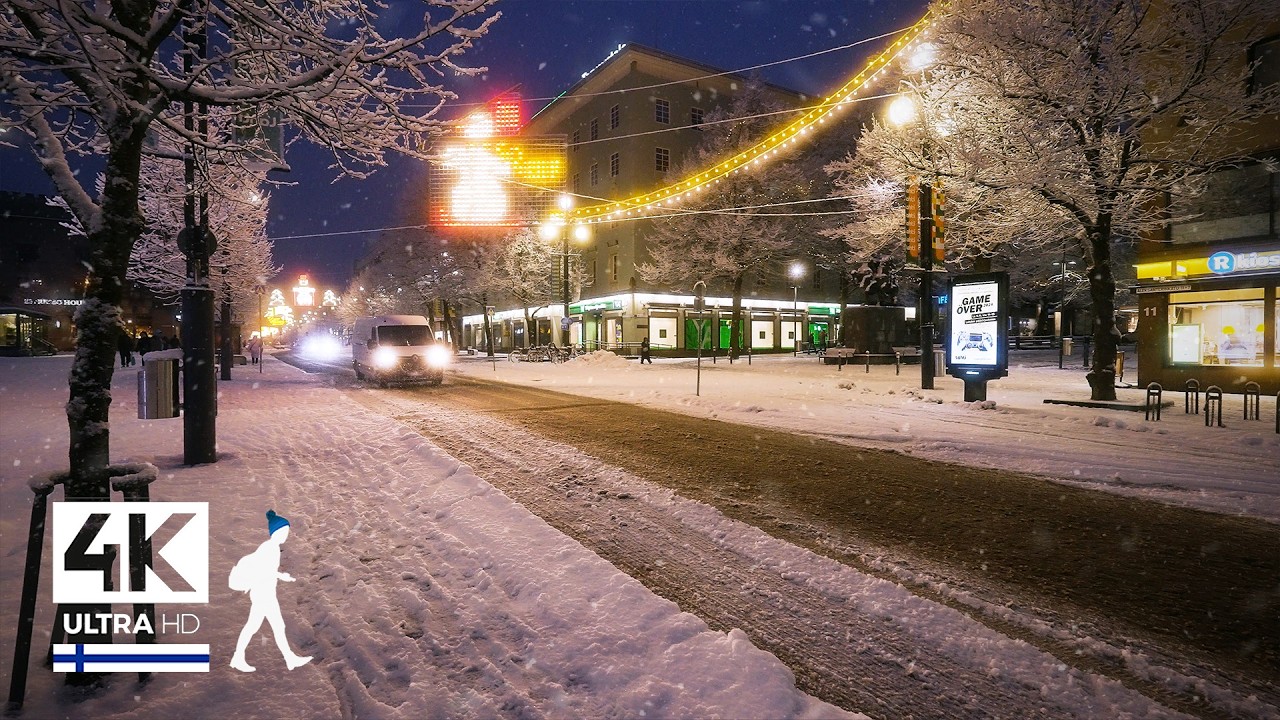 Atmospheric Snowfall Walk in Lahti, Finland ☃️ Slow TV 4K