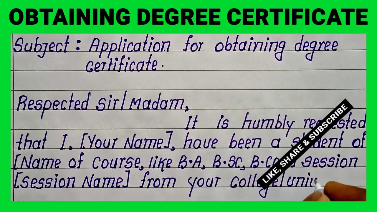 Write Application for Obtaining Degree Certificate | Easy English Application for Degree Certificate