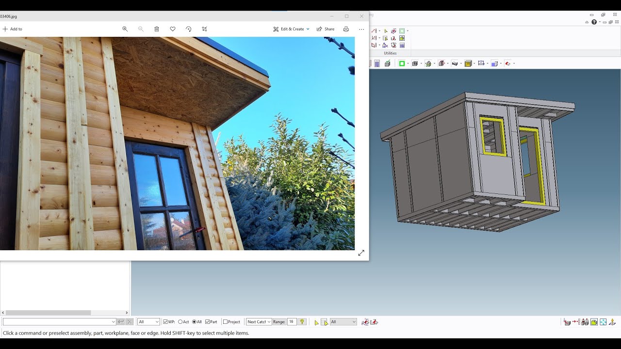 PTC Creo Elements/Direct Modeling - Wooden Garden Office / Shed - Roof