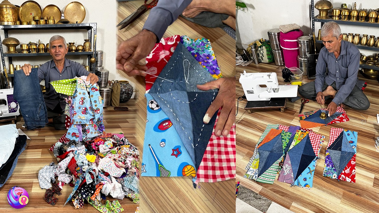 Amazing Bedsheet making from jeans pant reused