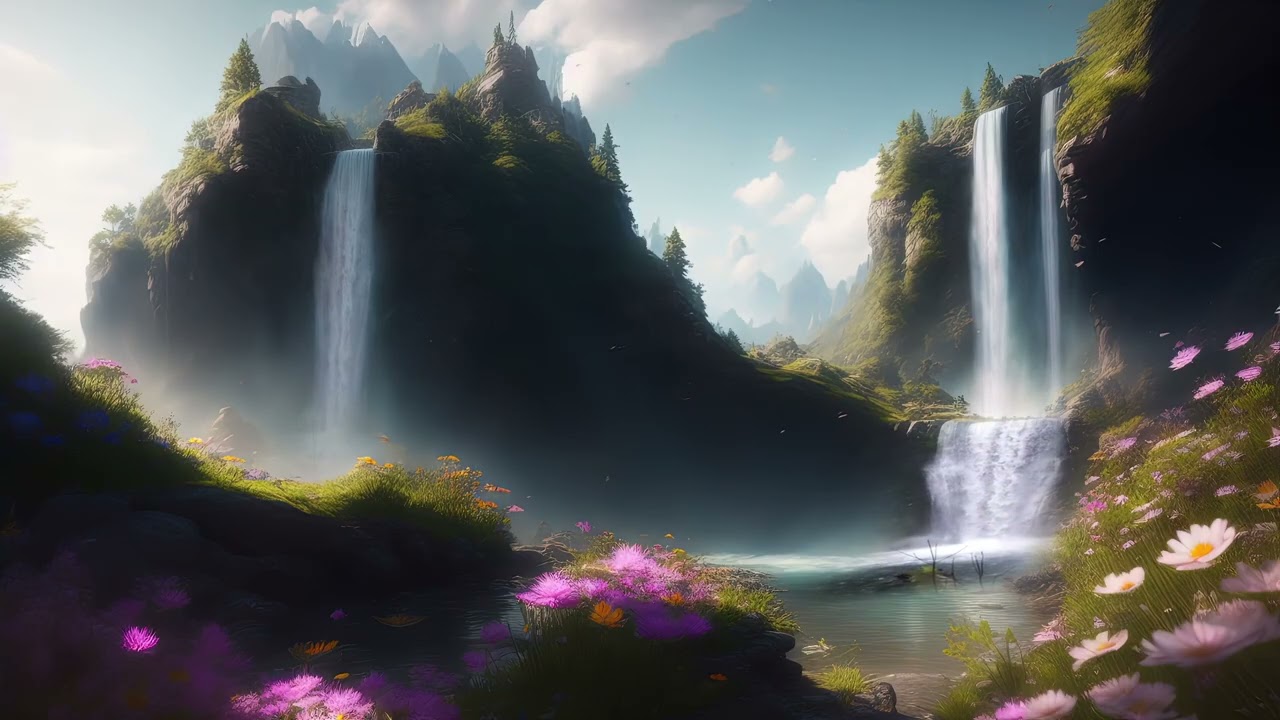 Waterfall Flow with Calm Meditation Music | Relax, Focus, Let Go