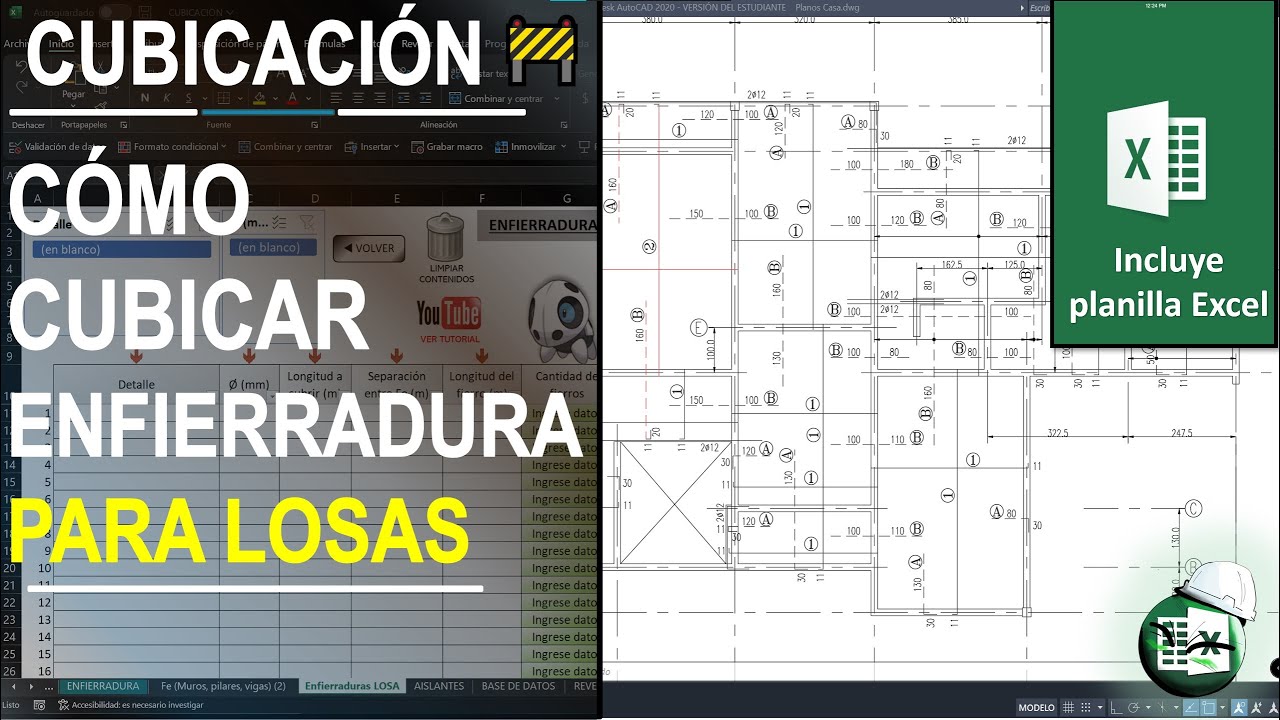 🚧CUBICACIÓN de enfierradura para LOSAS