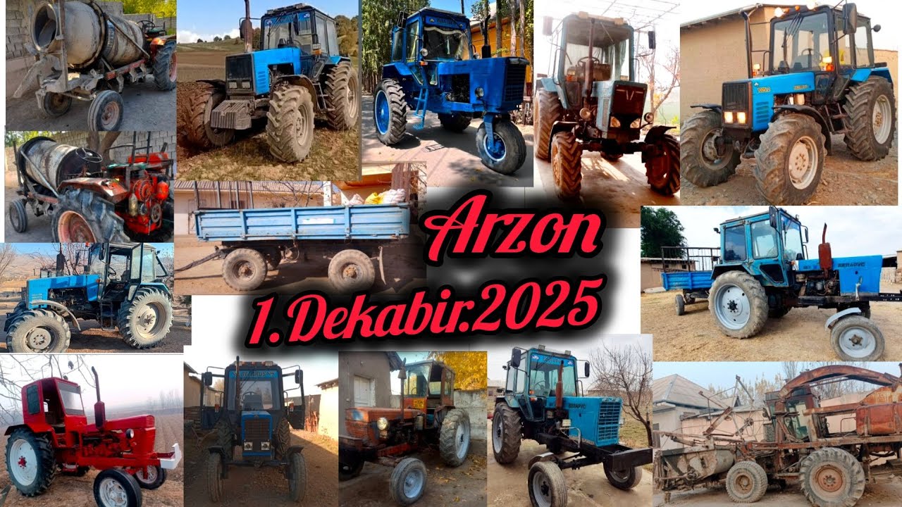 Arzon Traktorlar 1.Dekabir.2025 Belarus 2112  Mtz 1022 T28 T-16 Meshalka Kes-100 Kombayn Texnika 