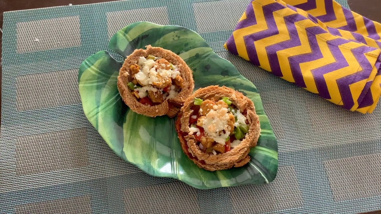 Chicken Coin Toast with Schezwan Sauce (Healthy wheat bread Recipe) #Snacksrecipe