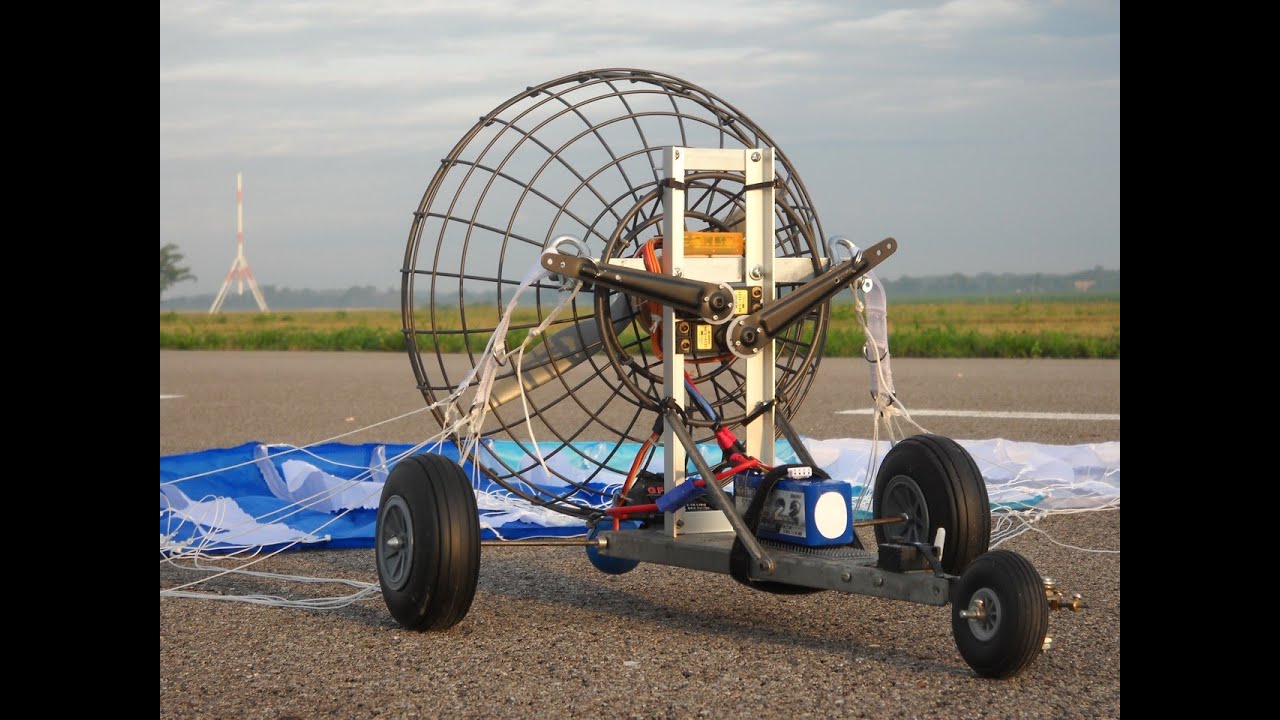 RC paramotor trike cart flight near sunrise; pleasant morning in Indiana