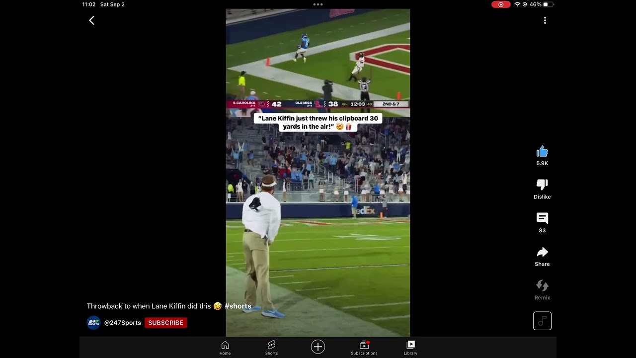 Lane  Kiffin threw his clipboard 30 yards in the air! 🤣