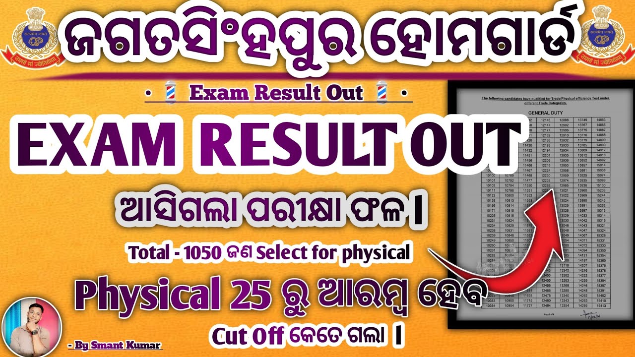 Jagatsinghpur Home Guard Written Exam Result Out 2026 | Odisha police | By Smant 