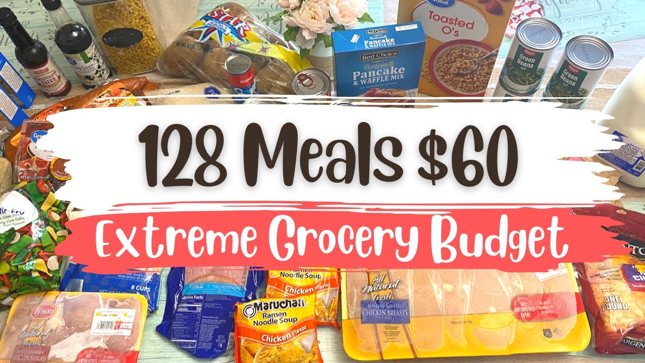$60 EXTREME EMERGENCY GROCERY BUDGET CHALLENGE | 128 MEALS FEEDS FAMILY OF 6 $60 | COOKIES & BACON