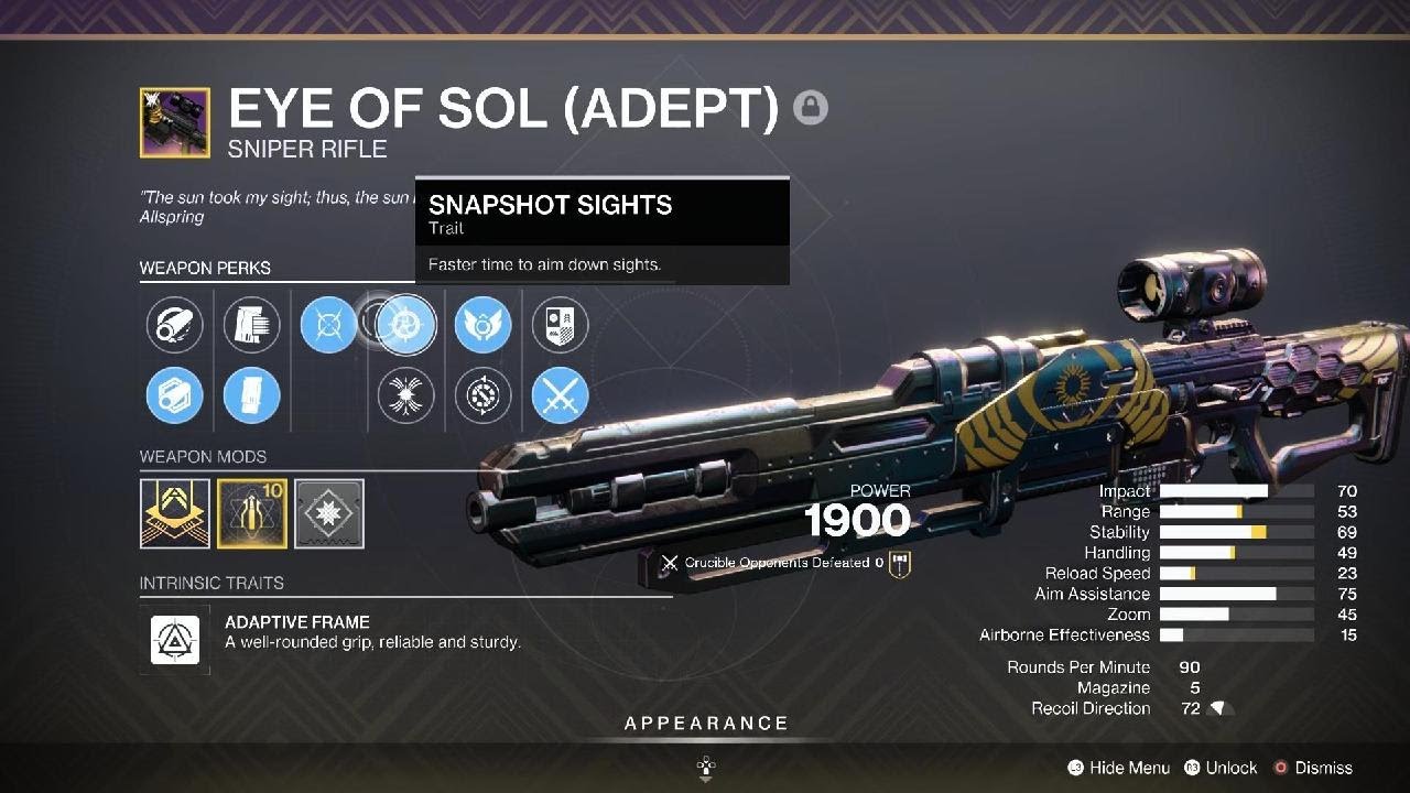 I Could Be The Best Sniper In Destiny 2 But It Bores Me (Eye Of Sol ADEPT, Shayura's Wrath ADEPT)