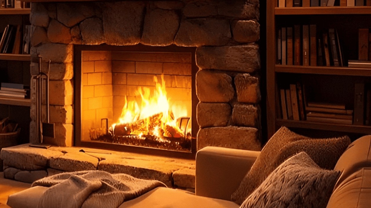 LIVE Cozy Winter Cabin Fireplace  |  4 HOURS Soft Piano Music