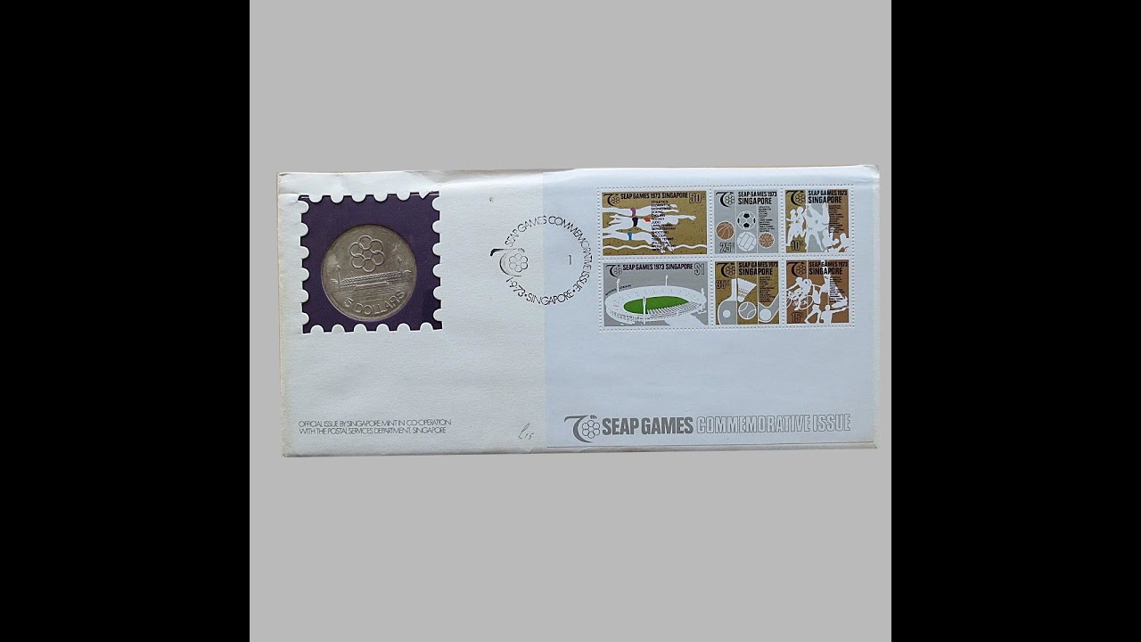 1973 SEAP Games Silver $5 Dollars Coin Cover - Singapore Mint First Day Cover