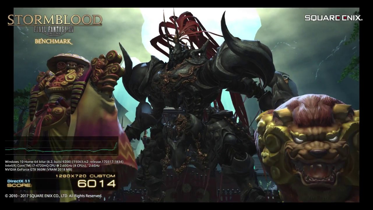 FFXIV Stormblood Benchmark Laptop High 720p DirectX11 (With OBS Recording)