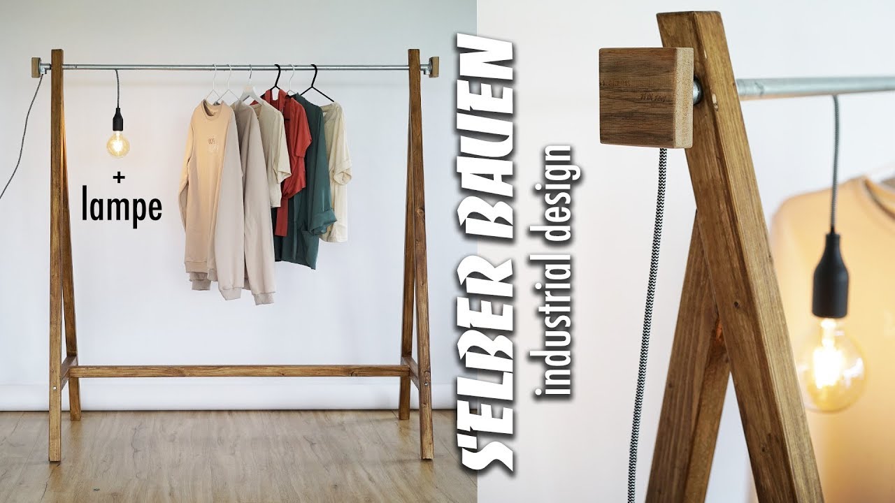 KLEIDERSTANGE SELBER BAUEN aus Rohren - DIY Garderobe mit industrial Lampe | EASY ALEX