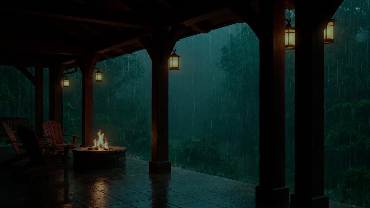 Relaxing Rain and Thunderstorm While Sleeping in a Remote Forest RV