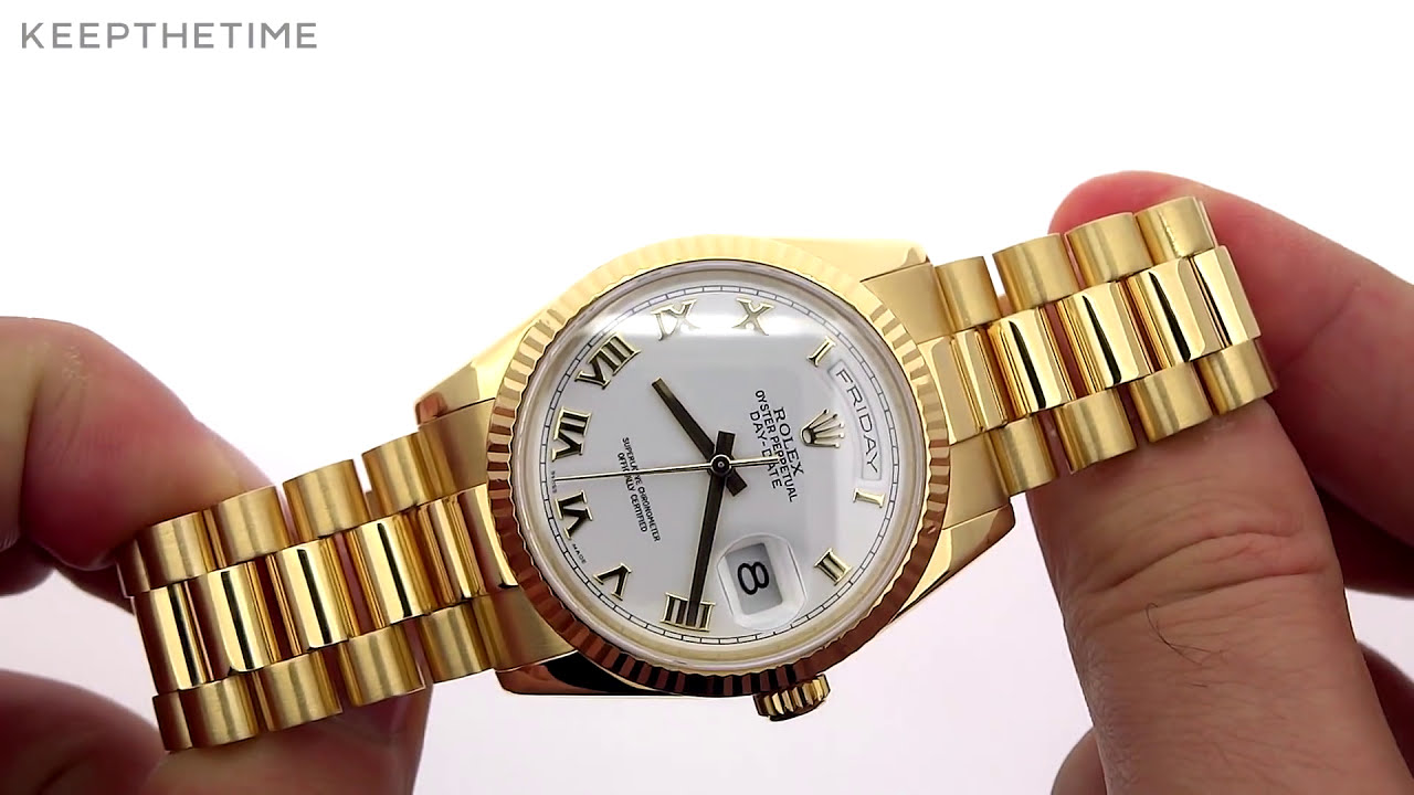 Examining a Rolex Day-Date Presidential 118238 Solid 18K Yellow Gold Timepiece