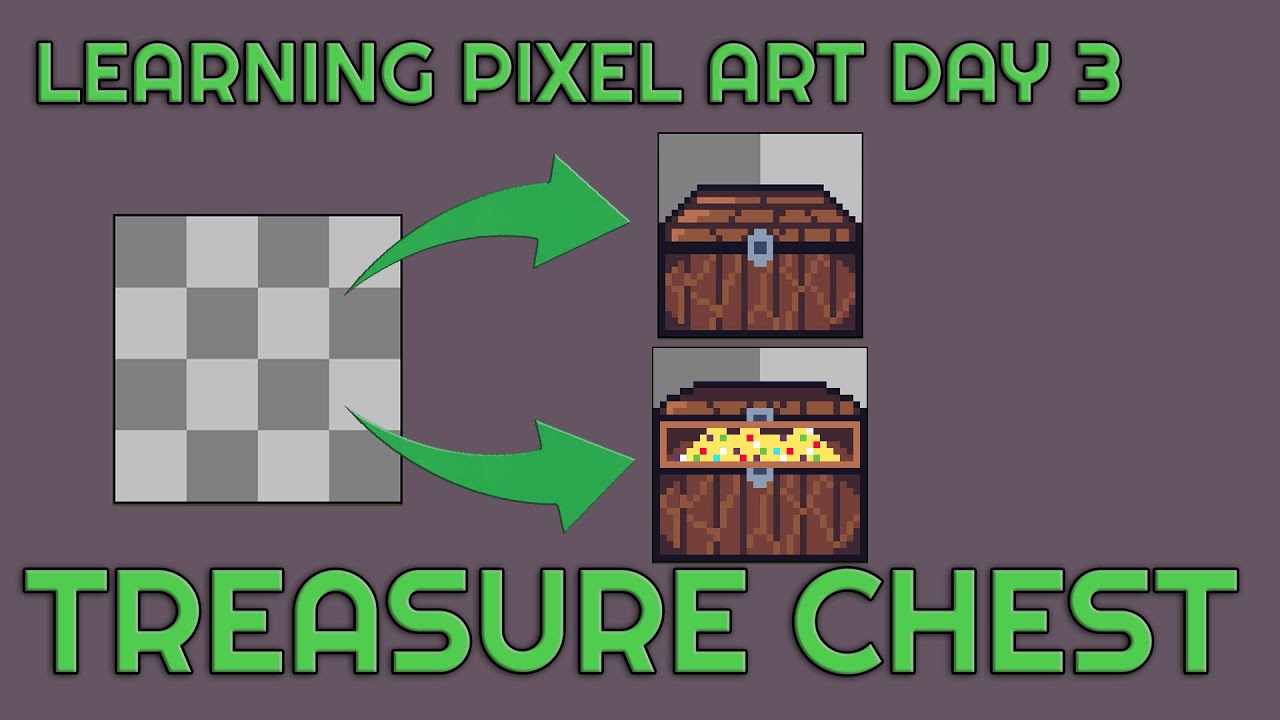 Pixel Art Beginner Journey (Day 3) - Creating and Animating a TREASURE CHEST! ✨ | Pixel Art Progress
