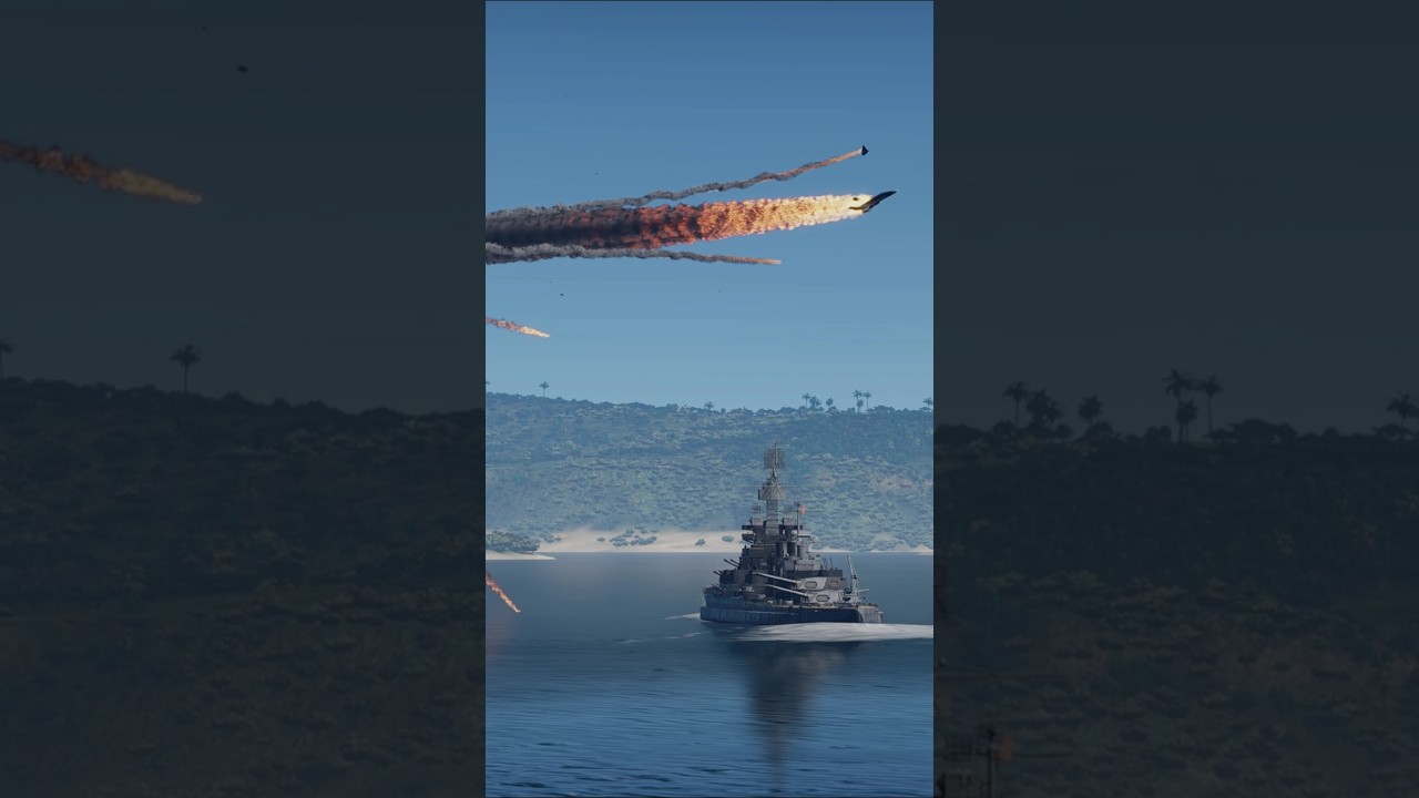 Warship Caught in a Massive Missile Attack Over the Open Ocean