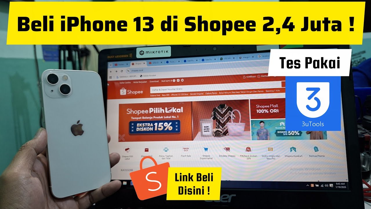 Review iPhone 13 Beli di Shopee 2,4 Juta Bor ! Kita tes pakai 3utools 🤣