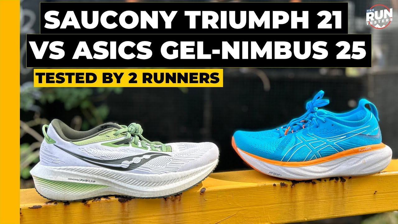 Asics Gel-Nimbus 25 против Saucony Triumph 21: сравнение лучших кроссовок с амортизацией