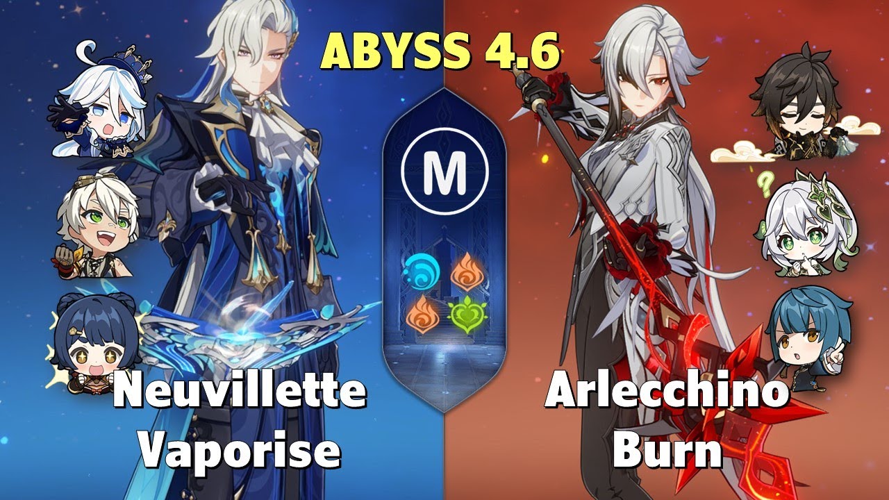 Neuvillette C3 Double Pyro & Arlecchino C1 Burn - Abyss 4.6 Genshin Impact - Floor 12 9 stars
