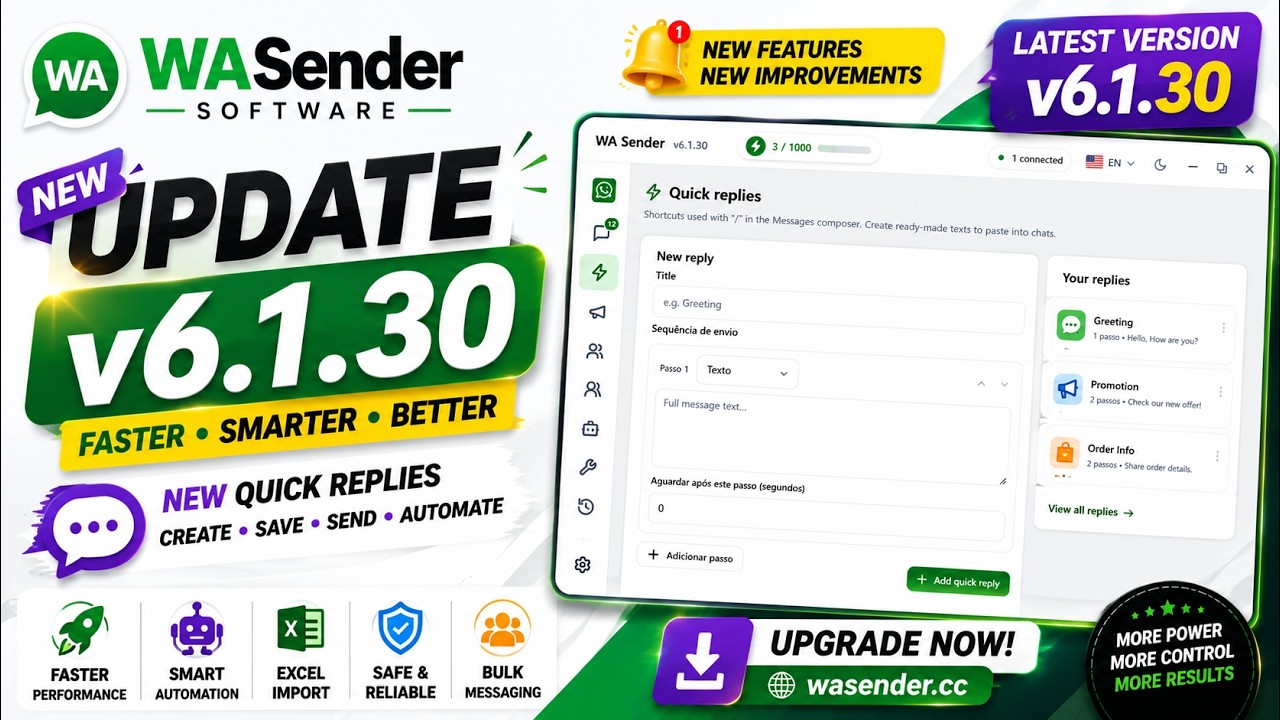 Build your WhatsApp Marketing System with WA Sender Latest update v6.1.30 | Bulk WASender Software