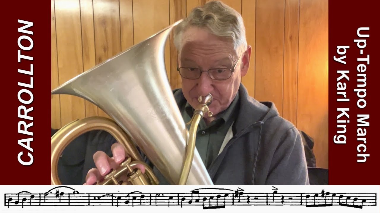 Euphonium Practice "Carrollton" March by Karl King. Free Sheet Music Lined in Description