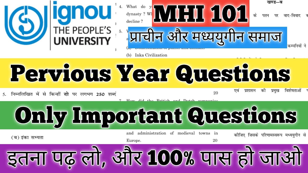 MHI 101 Important Questions June 2026 IGNOU MA History MHI 101 Pervious Year Question Paper IGNOU 