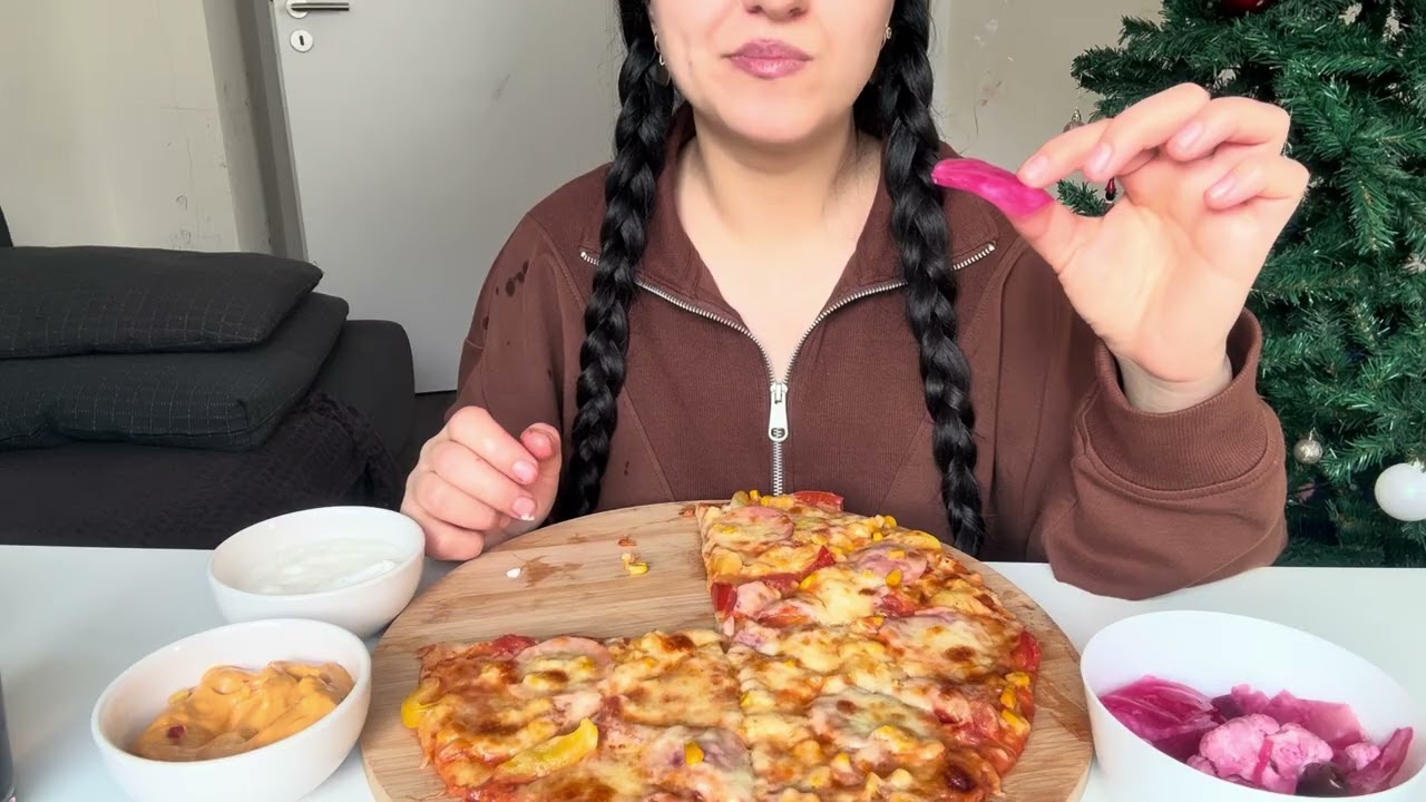 #asmr #mukbang lezzetli pizza