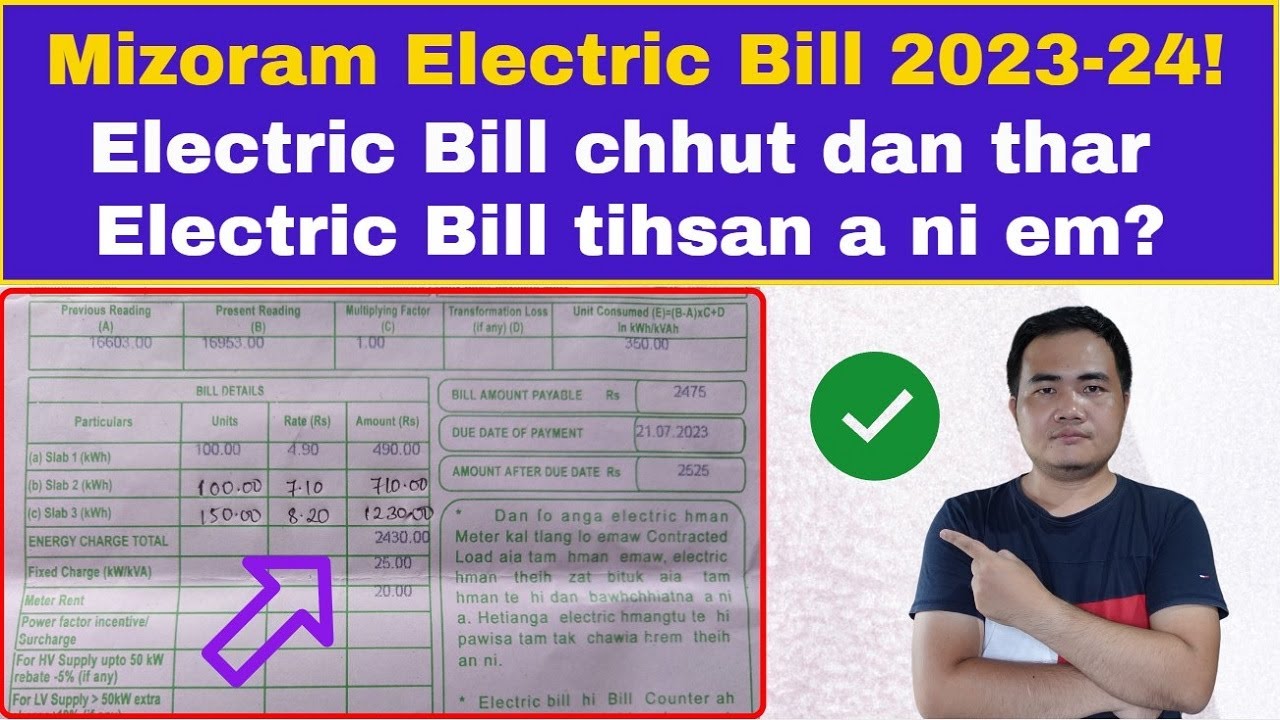 Mizoram Electric Bill chhut dan thar Tariff Order 2023-24 (Explanation with Electric bill)