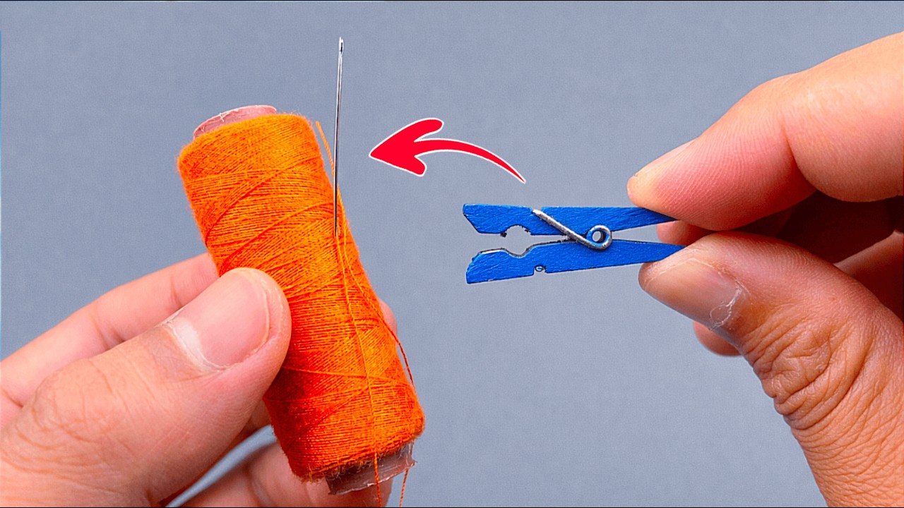 Genius Sewing Hack! Thread a Needle in Seconds Using a Clothespin