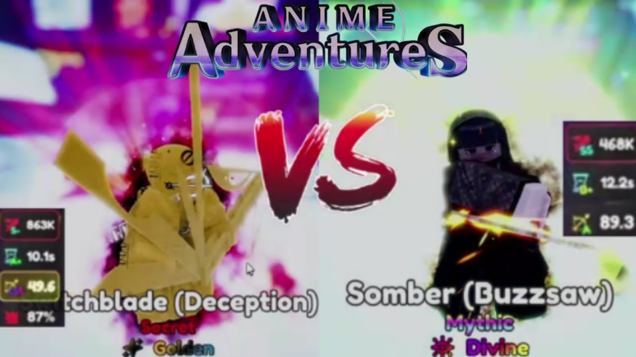 who will go further ? switchbalde (GOLDEN) vs somber (DIVINE) / anime adventures / roblox