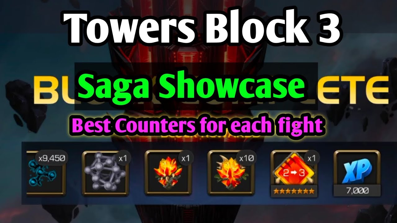 SAGA SHOWCASE / Towers Block 3 / Best Counters for each fight / MCOC 