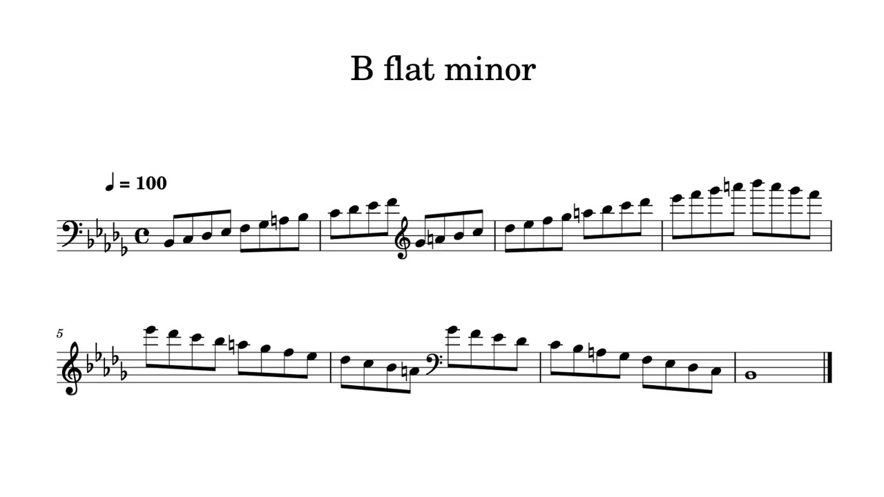 B flat minor scales 4 octaves – for cello practice