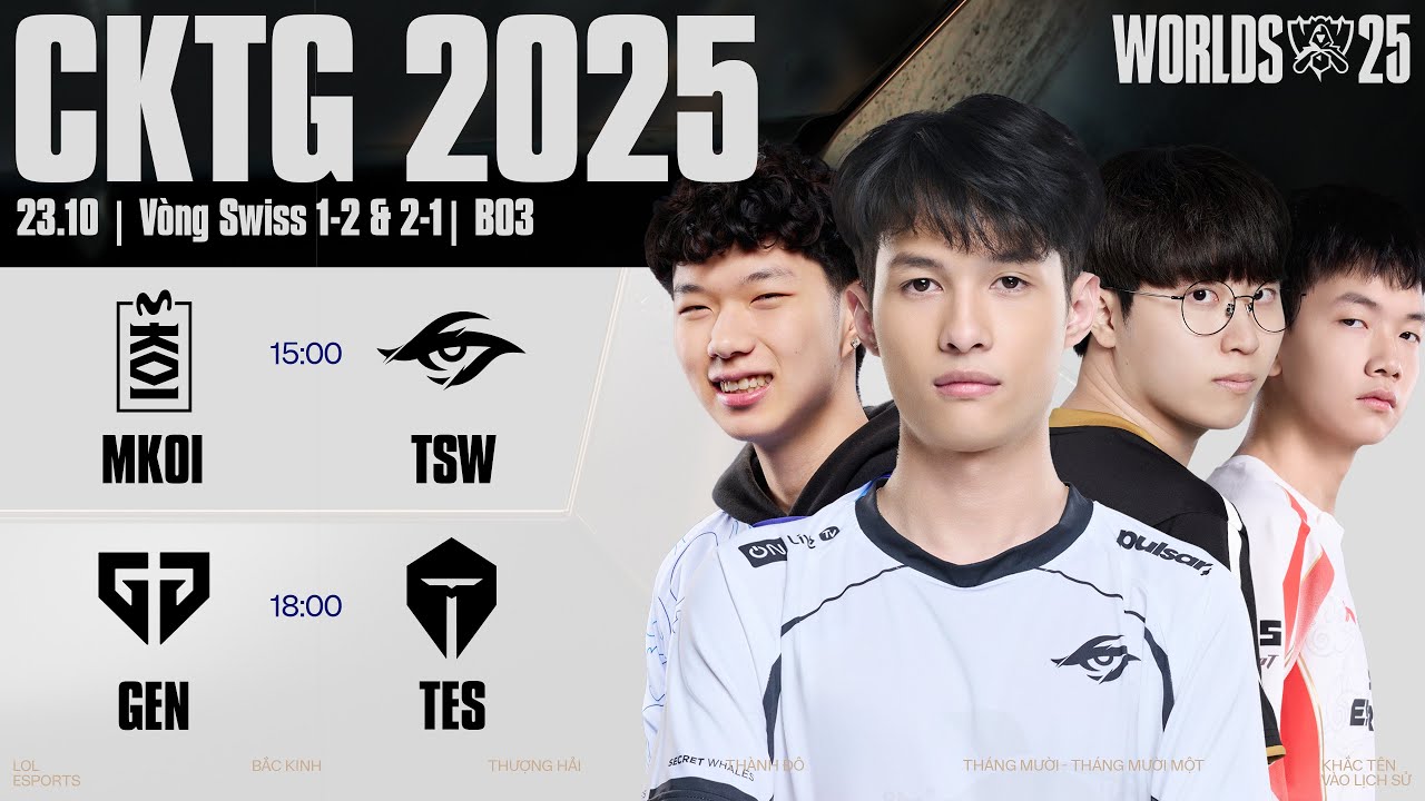 MKOI vs TSW | GEN vs TES | CKTG 2025 - V&ograve;ng Swiss Ng&agrave;y 23.10.2025