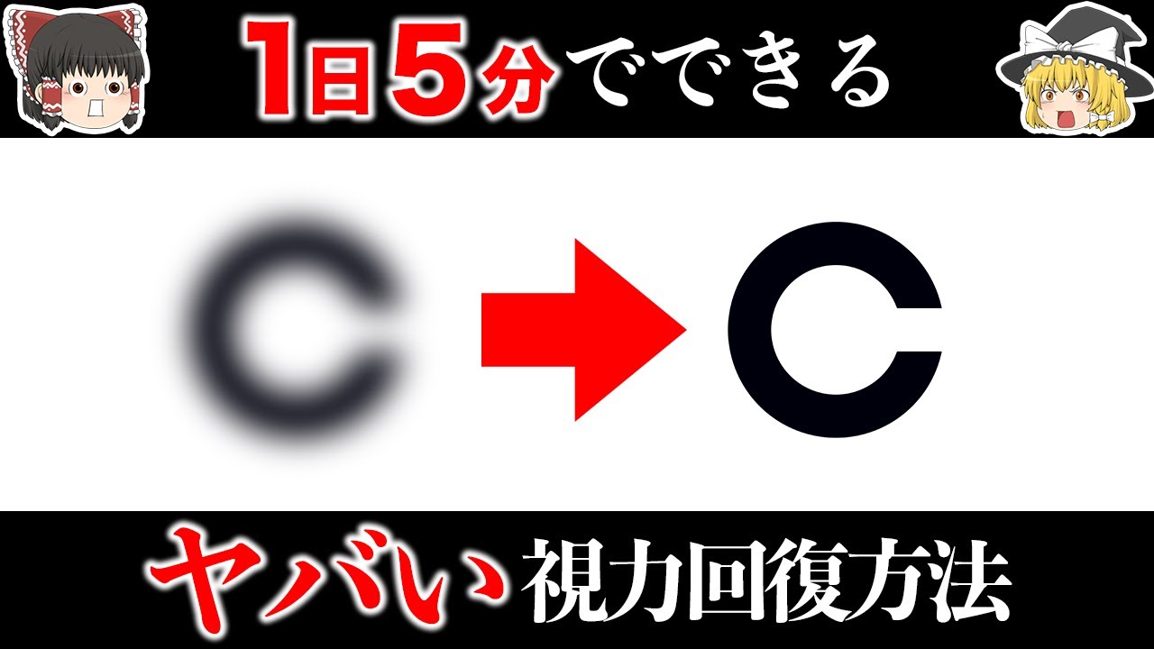 【ゆっくり科学】 視力を0.1から1.0まで自力で治す方法【メガネとコンタクトとはおさらば！？】