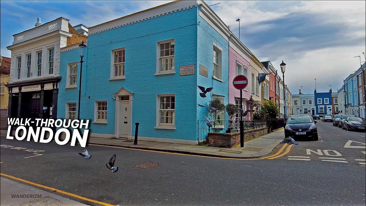 LONDON Walk 🇬🇧 - Walk-through Notting Hill Gate, Holland Park Mews 🌻 & the Beckhams £31m mansion 🏠✨