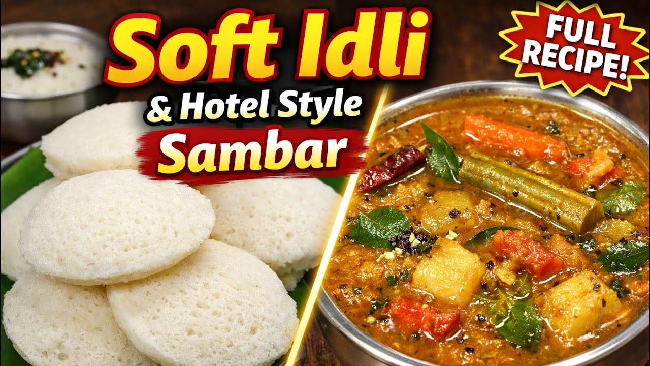 Soft & Fluffy Idli Sambar Recipe | Perfect South Indian Breakfast | Hotel Style Sambar  at Home