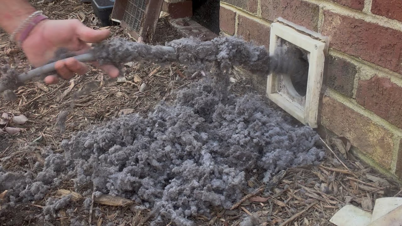 This Dryer Vent Was Installed With PVC?! EXTREMELY Clogged DRYER VENT CLEANING! #oddlysatisfying