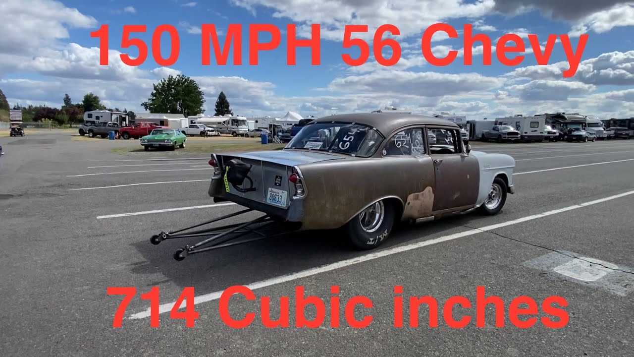 Take a ride in Randy Parkers 56 Chevy #woodburndragstrip #dragrace #chevy #4speed #nhra