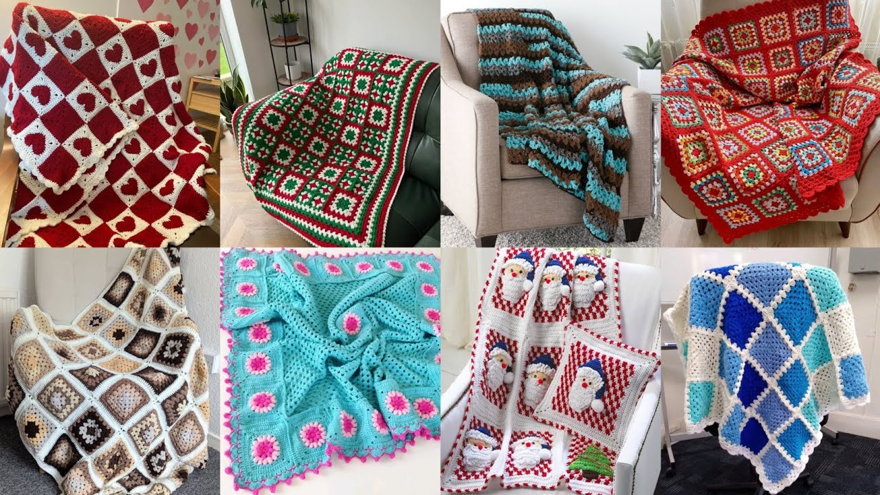 Most beautiful & stylish crochet blanket trendy new design ideas 2025 ||Granny Square blanket 