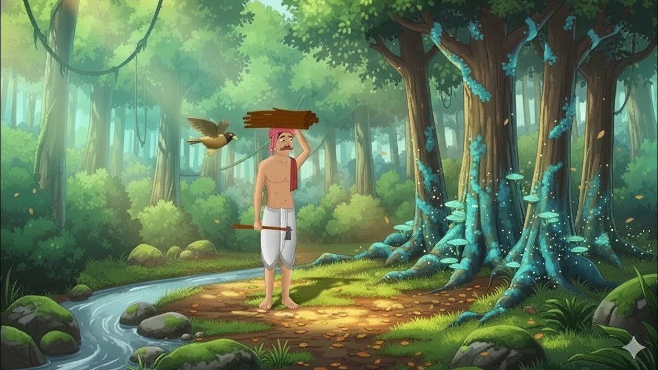 🌲 जंगल और किसान की हिंदी मॉरल स्टोरी कहानी।