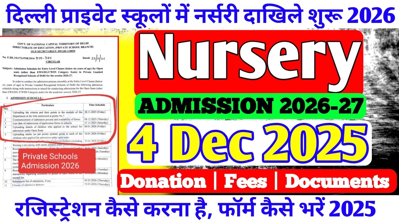 Delhi Nursery Admission 2026-27 | Delhi Nursery Admission Documents Required | Ews Admission 2026-27