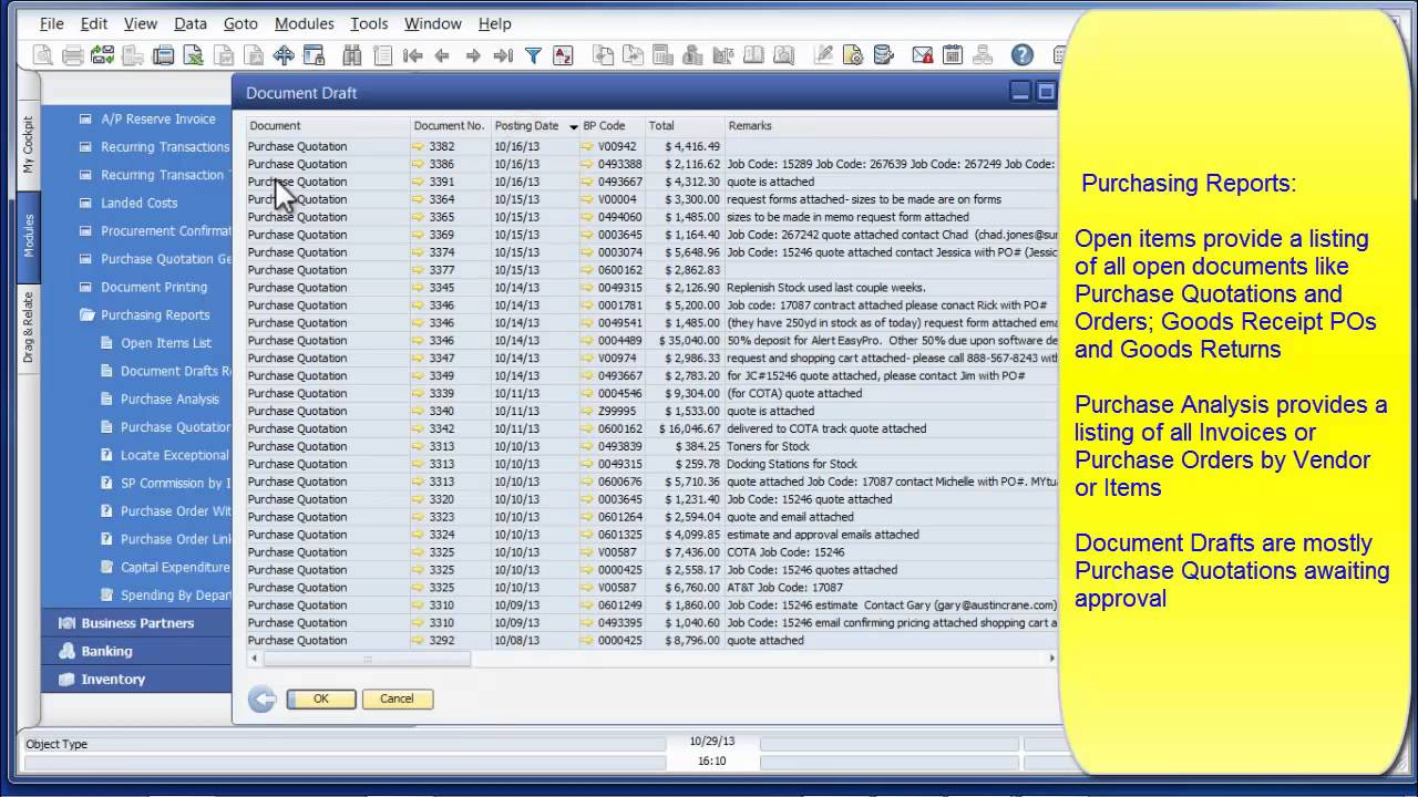 Purchasing Reports