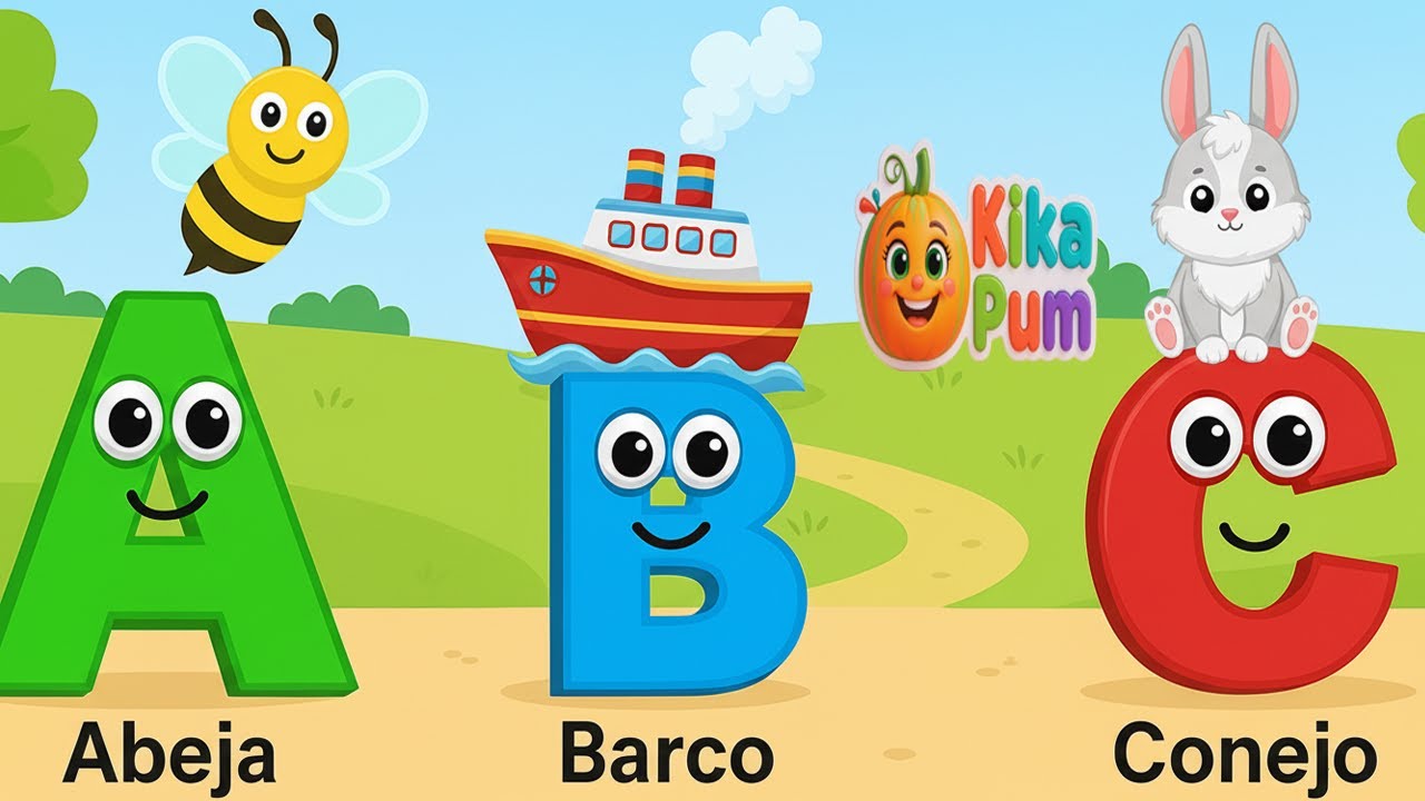 Canción del Abecedario en Español 🐝🚢🐰 | Aprende el ABC Cantando Paso a Paso para Niños | kikapum