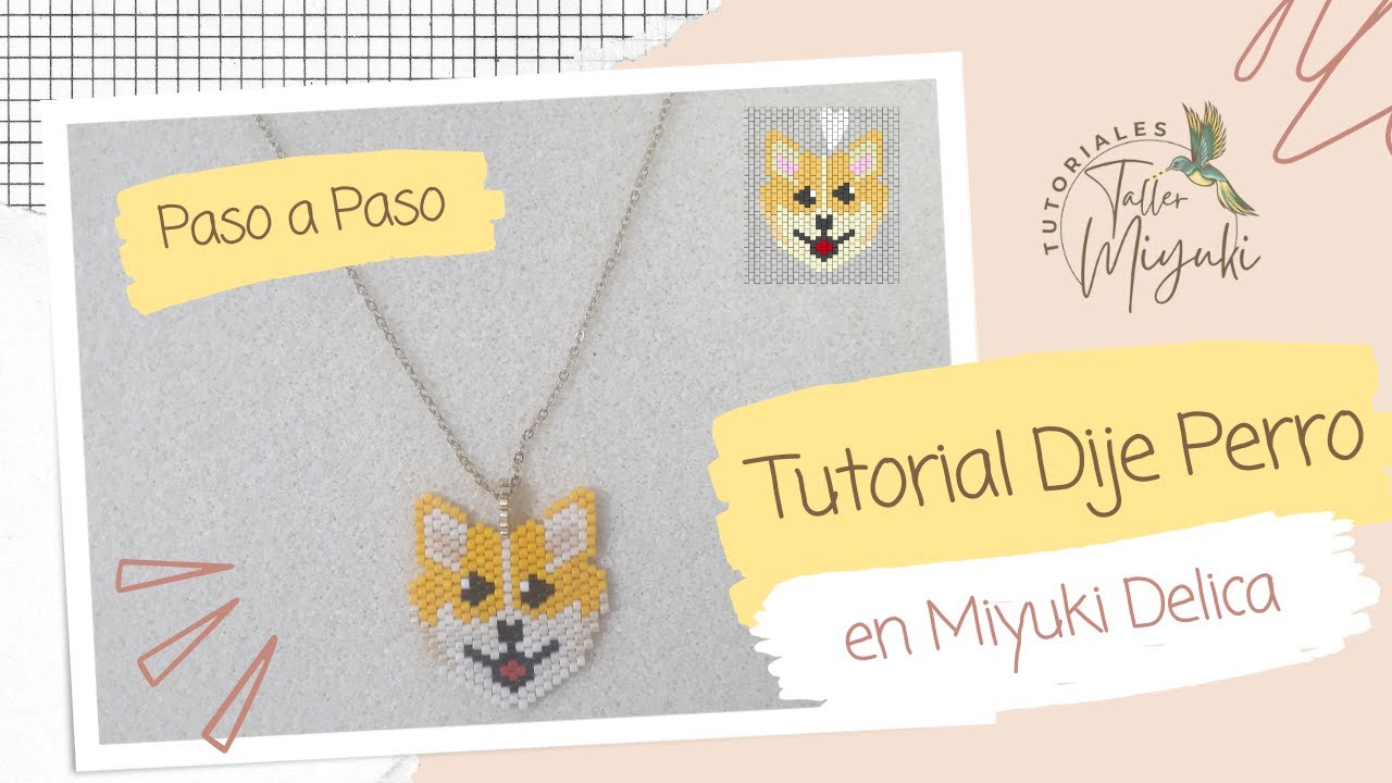 Dije perro en miyuki /brick stitch/Puntada ladrillo/dije en perrito/welsh corgi/miyuki delica